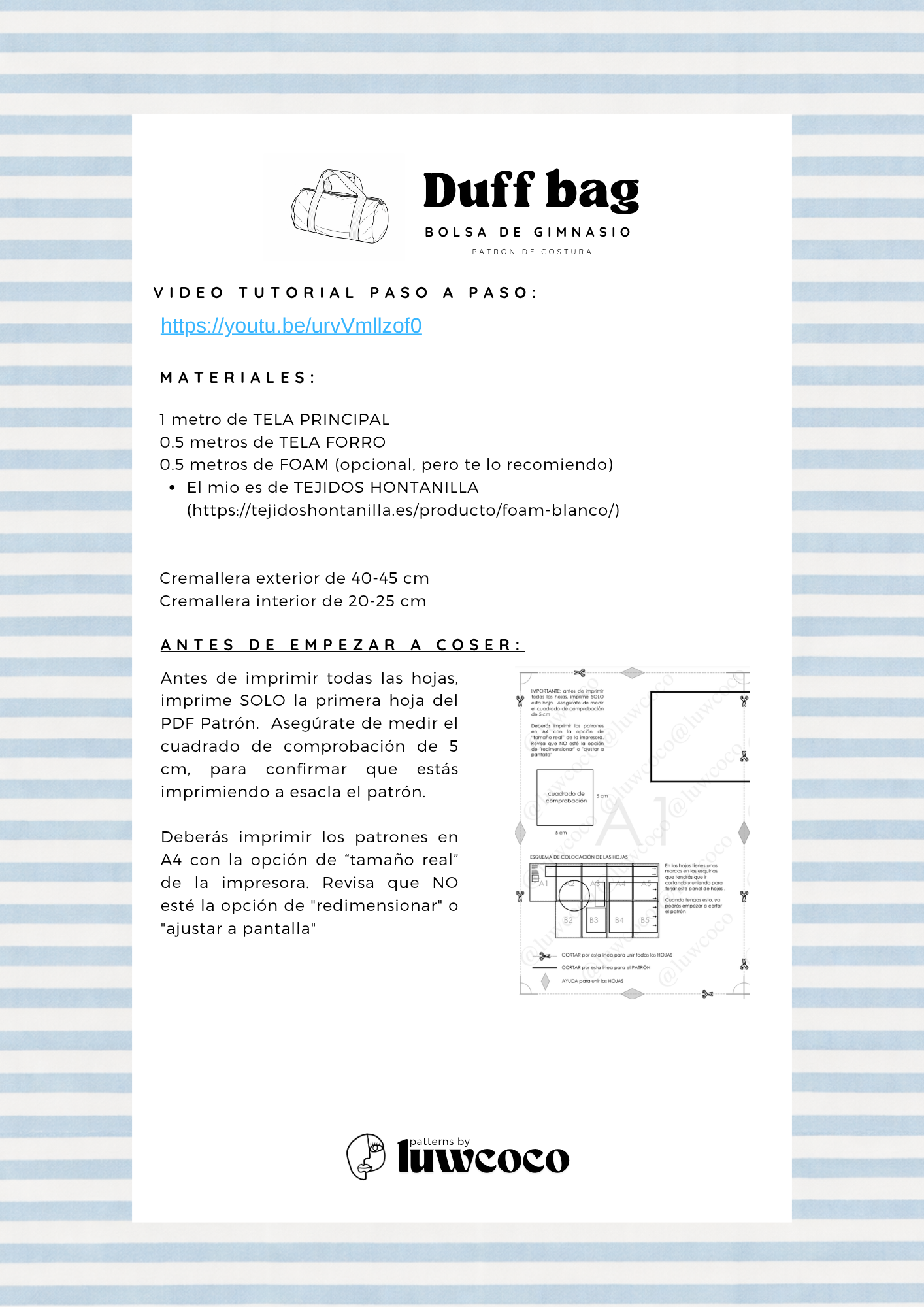 DUFF BAG - Patrón bolsa de gimansio